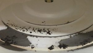 The enamel inside the microwave has worn off