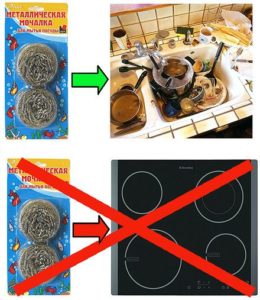 The glass ceramic panel cannot be cleaned with abrasives.