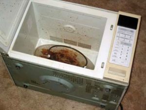 The process of painting the inside of a microwave oven