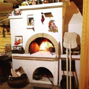 Cooking in a Russian oven.