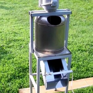 Making a vegetable cutter from an old washing machine.