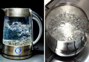Water boiling in a kettle