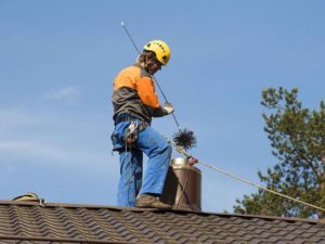 Mechanical chimney cleaning.