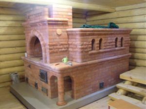 Russian stove with stove bench