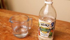 Vinegar and cold water to clean the kettle