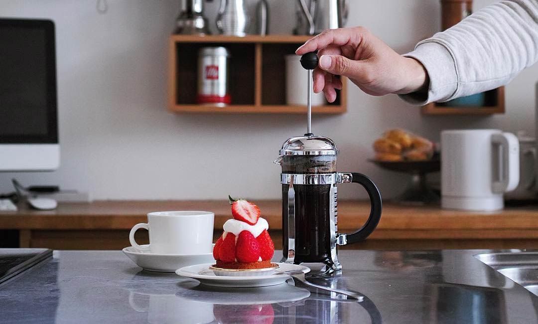 French press in the kitchen