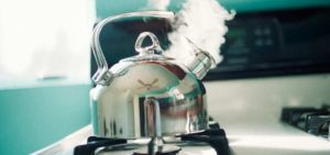 The kettle is boiling