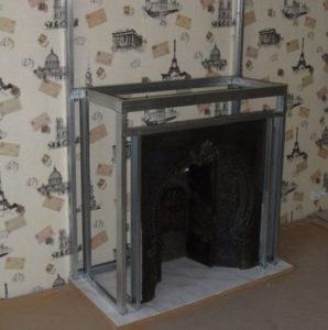 Stages of creating a portal for an electric fireplace