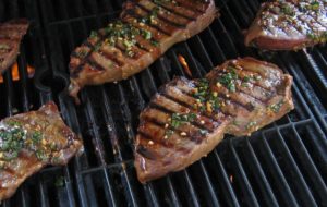 Beef steaks on the electric grill