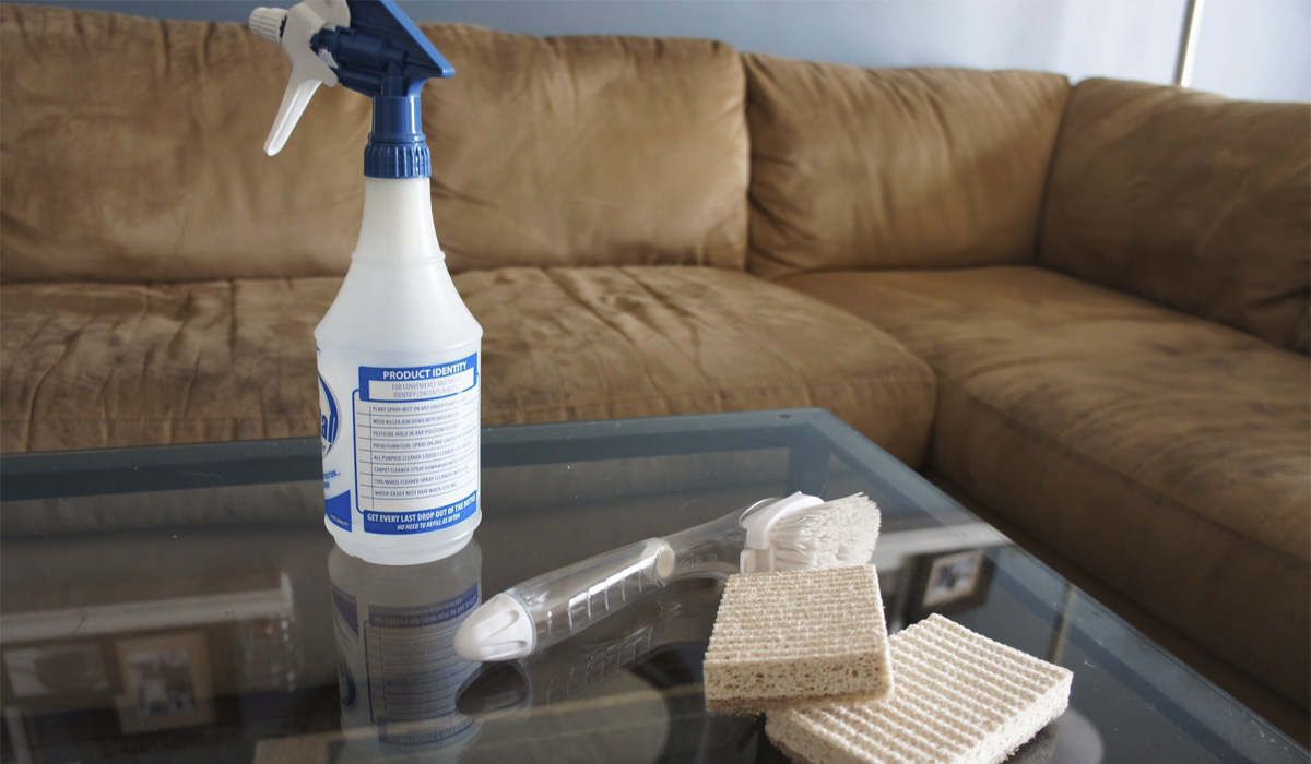 How to remove green stains from sofa leather