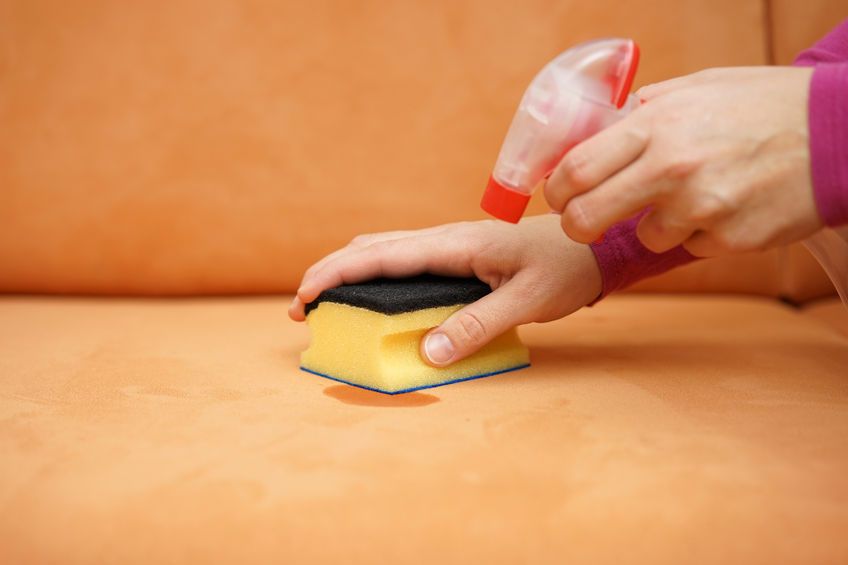 Cleaning chair upholstery at home.