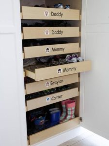 Storing shoes in a closet