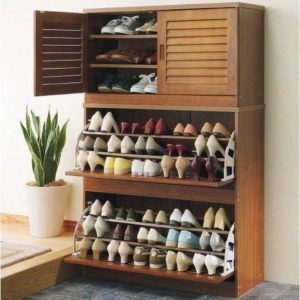 Storing shoes in a closet