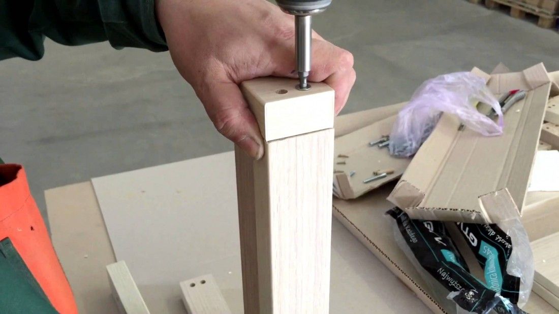 Tools for assembling a computer desk.