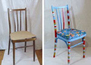 Chair after and before painting