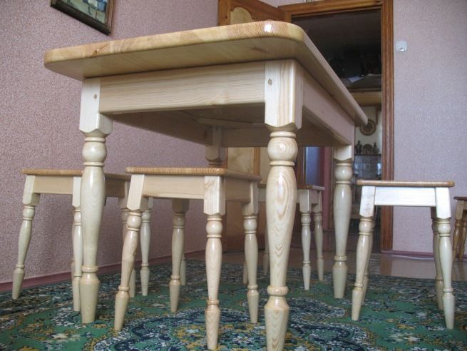 Table with homemade legs.