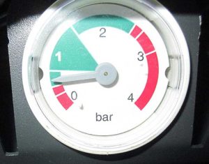 What should be the normal water pressure in a gas boiler?