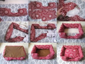 Bed for a cat with sides.