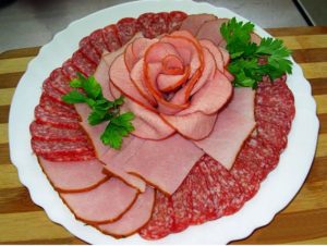 Sausage florets, sliced
