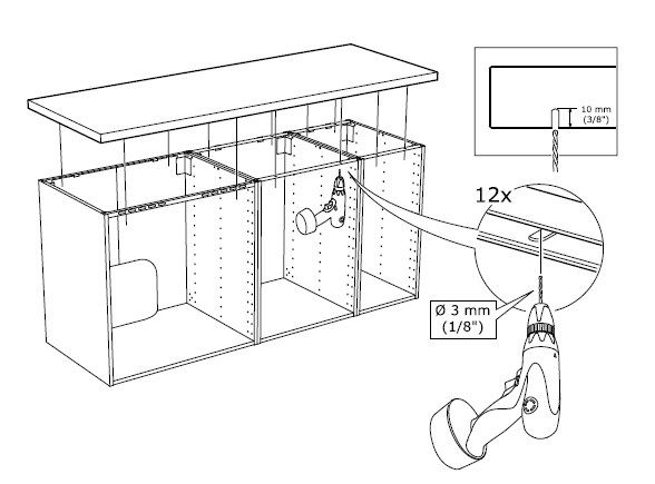 Fastening the kitchen countertop.