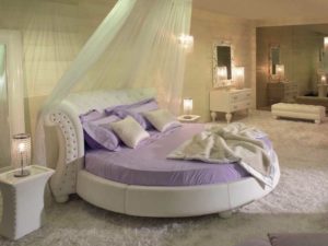 Round king size bed.