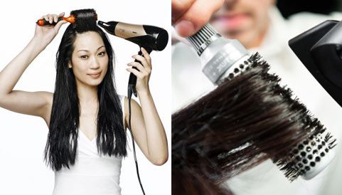 Curls with a round comb.