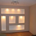 DIY linear cabinet made of plasterboard.