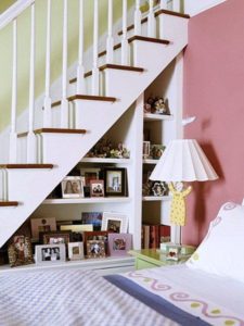 DIY shelves under the stairs