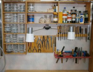 DIY garage shelves.
