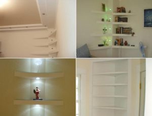 Options for plasterboard shelves.
