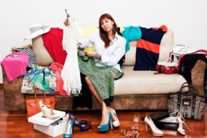 The process of cleaning the wardrobe.