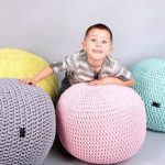 Crochet knitted yarn ottoman