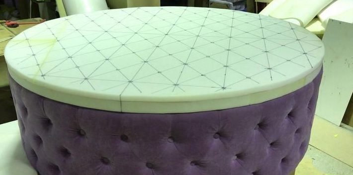 ottoman with carriage tie