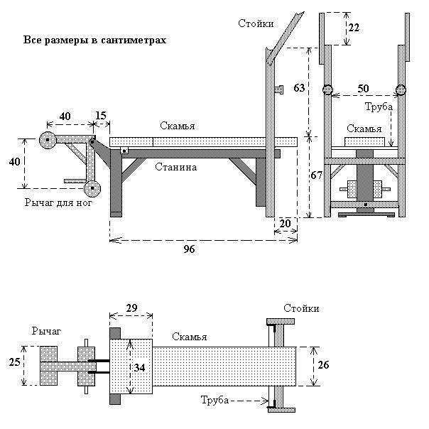 Assembling a bench with a stand and backrest for bench press. 