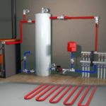 Heat accumulator in the piping of a solid fuel boiler