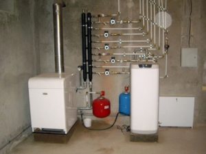 Gas boiler room in the basement