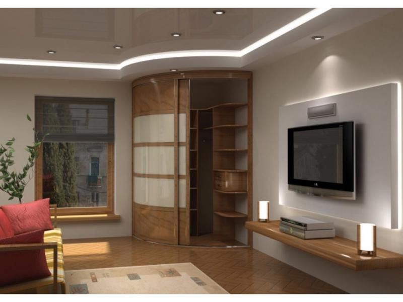 DIY corner cabinet made of plasterboard.