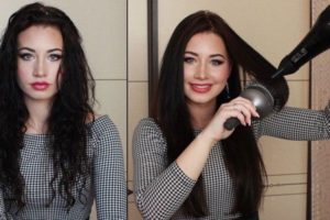 Blow-drying long curls