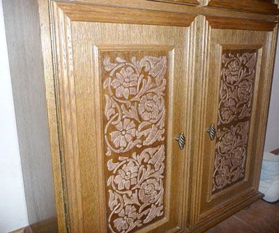 Plaster pattern on a cabinet.