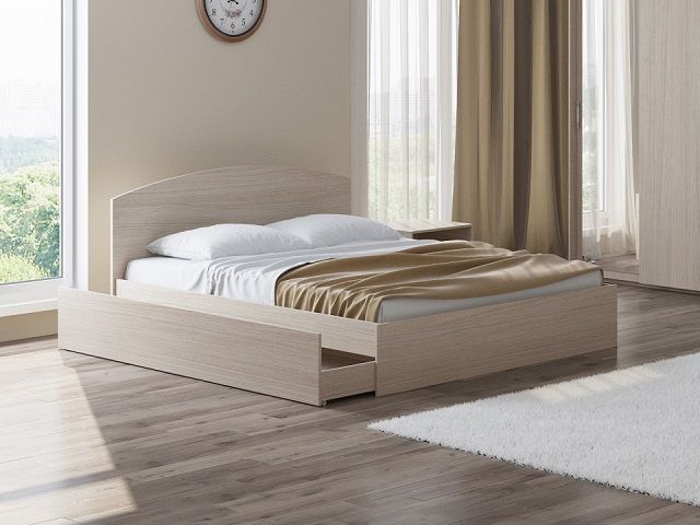 Drawers under the base of the bed.