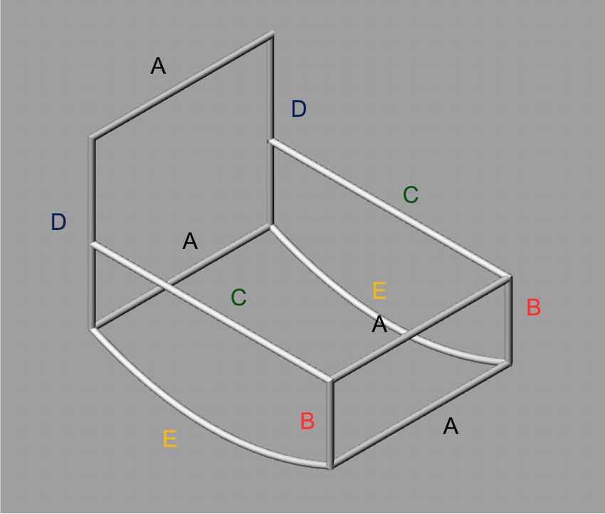 Scheme of a rocking chair or chaise lounge.
