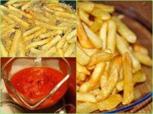French fries with sauce in a slow cooker