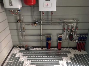 installation of heated floors to the boiler