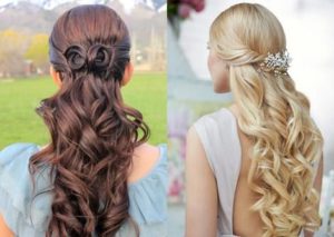 curled hair pulled back