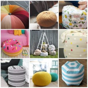 various poufs from improvised means