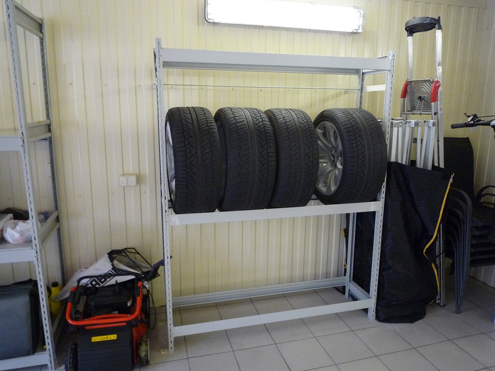 rack for vertical storage of wheels