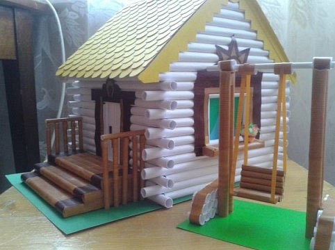 Decor of a house made of tubes.