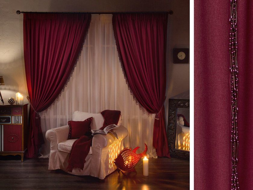 Burgundy bedroom decor.