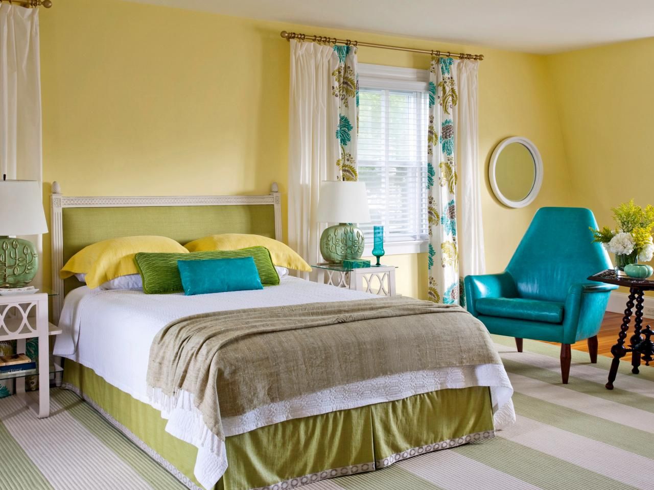 Yellow bedroom decor.