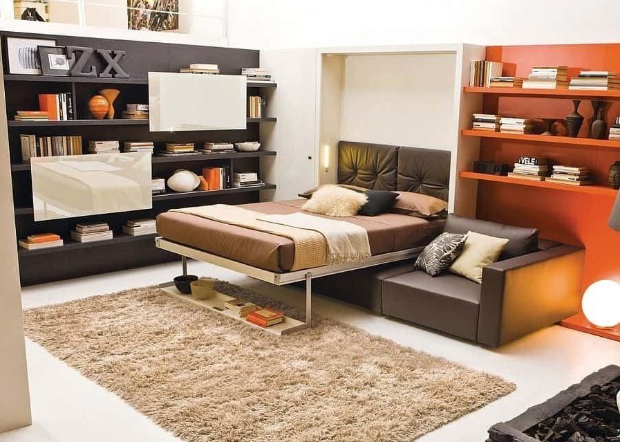 Option for placing a sofa in the bedroom.